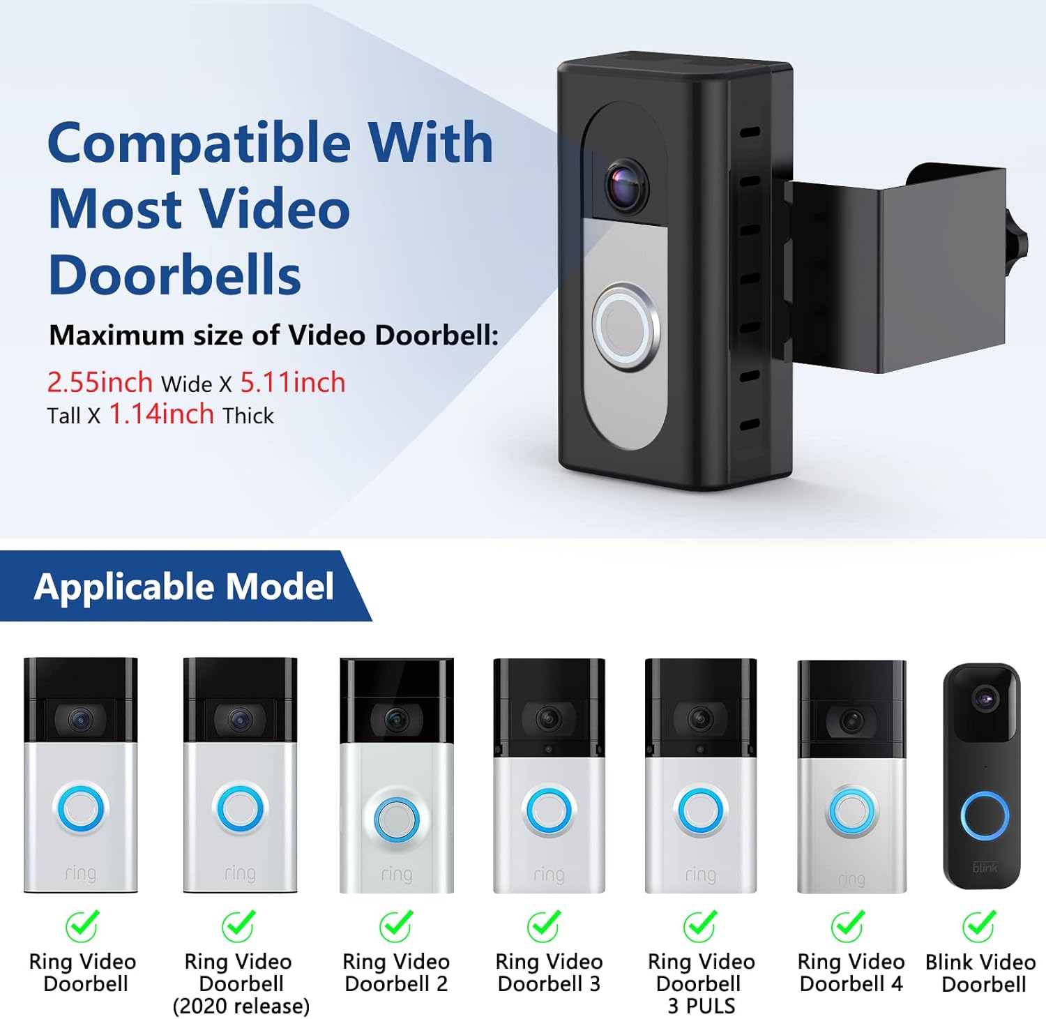 KIMILAR No Drill AntiTheft Doorbell Mount Compatible with Video