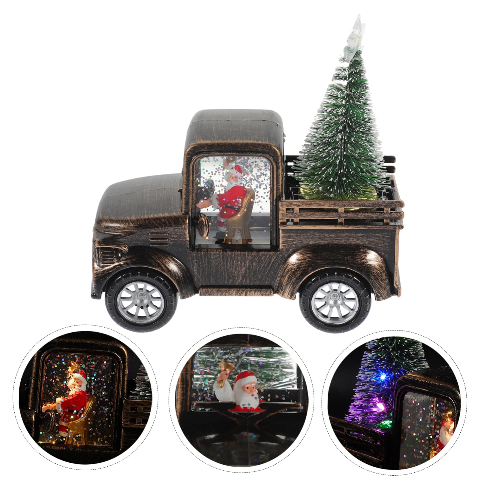 Mini Decorazione Di Babbo Natale A Forma Di Trattore Statua Di Natale Luminosa Per Bambini E Bambine Da Tavolo Con Paillettes Decorazioni Natalizie