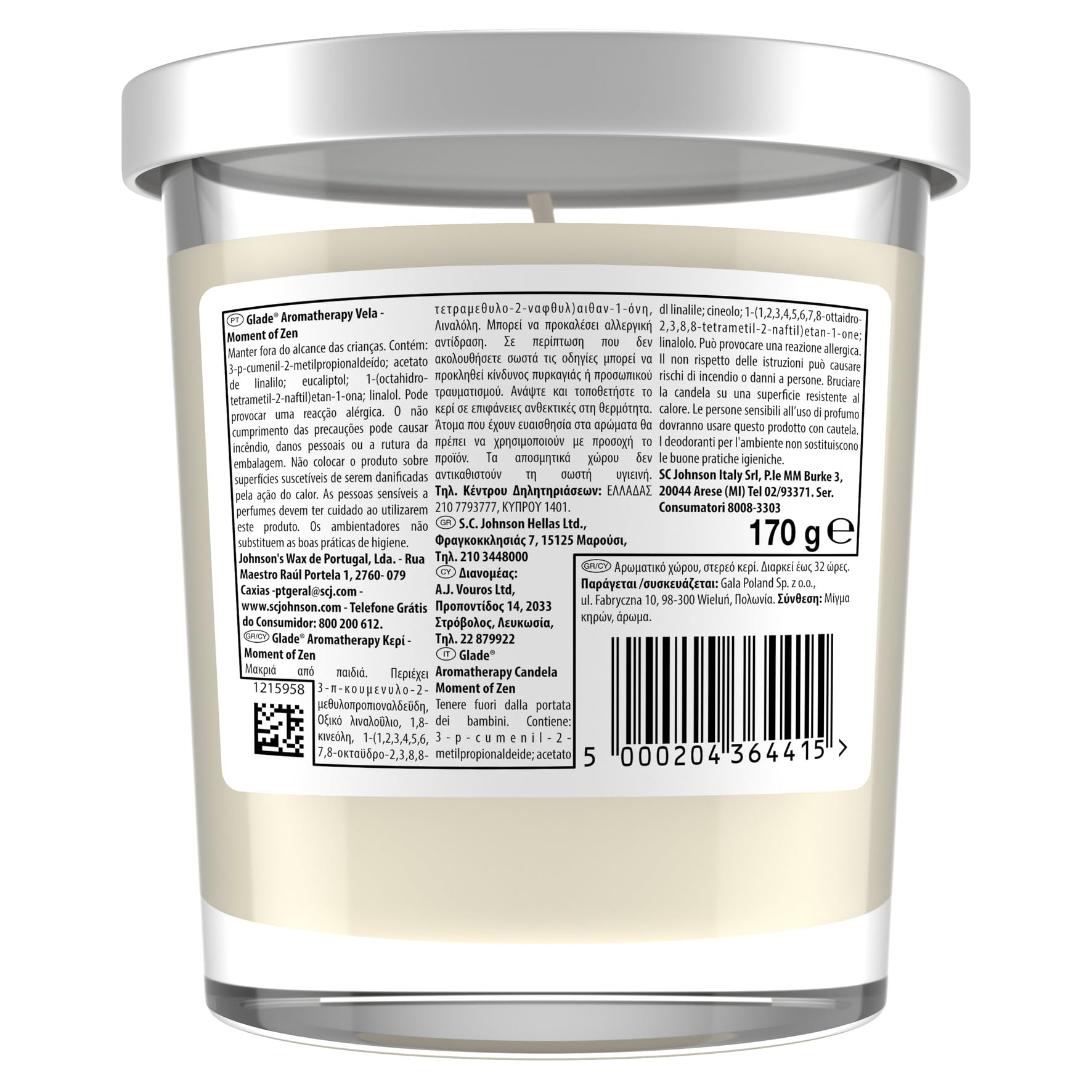 Glade Aromatherapy Candele, Fragranza Moment of Zen, pacco da 4 candele da 170 g