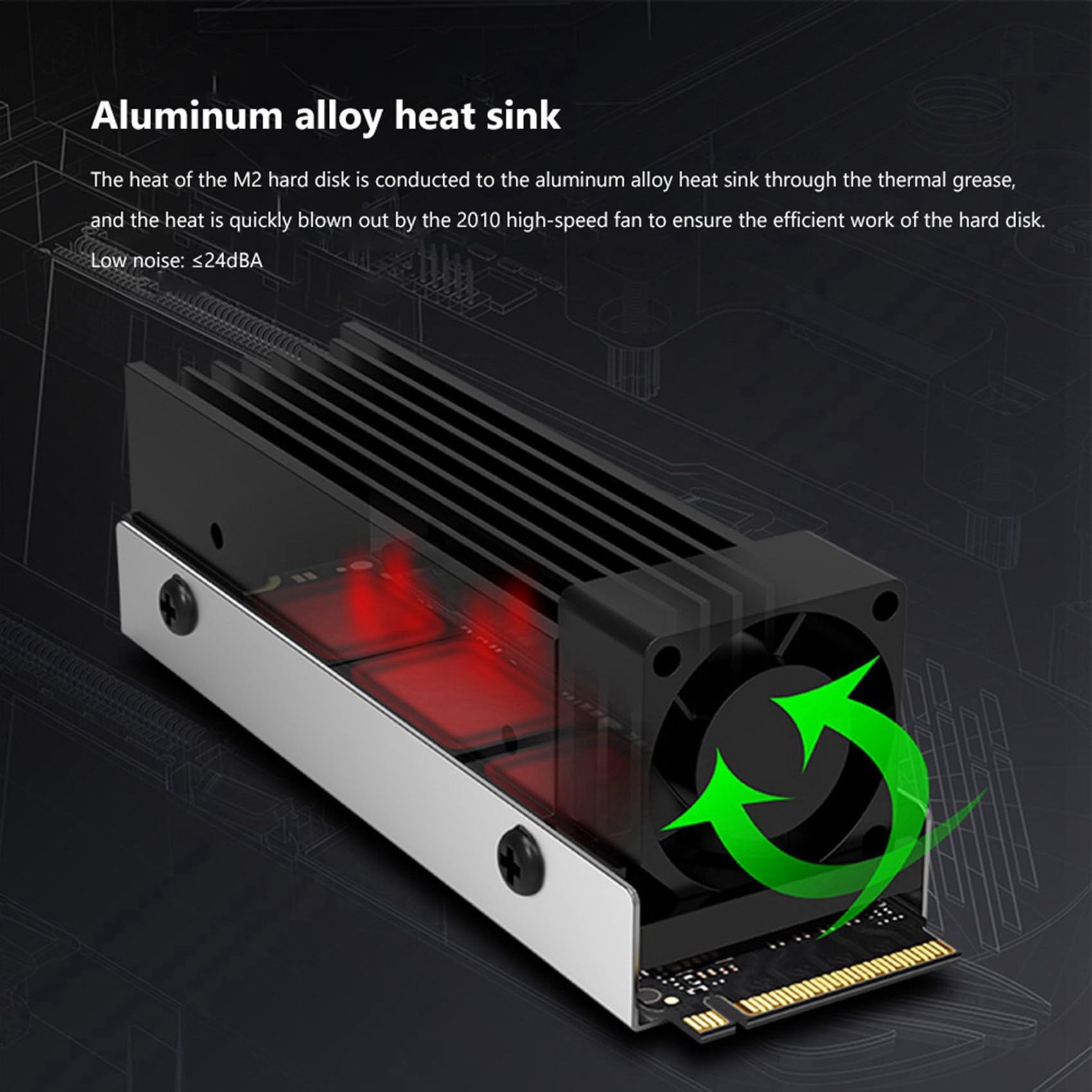 4X M.2 SSD NVMe KüHlköRper M2 2280 Solid State Disk LuftzirkulationsküHler mit LüFter Aluminium KüHlköRper Thermal Pad KüHler