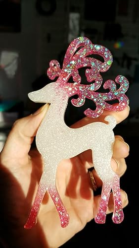 Miniatura 8 de 12 pares de aretes de Navidad molde de resina de silicona con ganchos para aretes anillo para árbol de Navidad alce copo de nieve resina llaveros