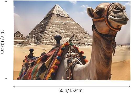 Miniatura 2 de EKYOSHCZ Pyramid Camel Print Tapestry Wall Hanging Fashion Wall Tapestry Funny Wall Art for Living Room Home Decor 60x40in