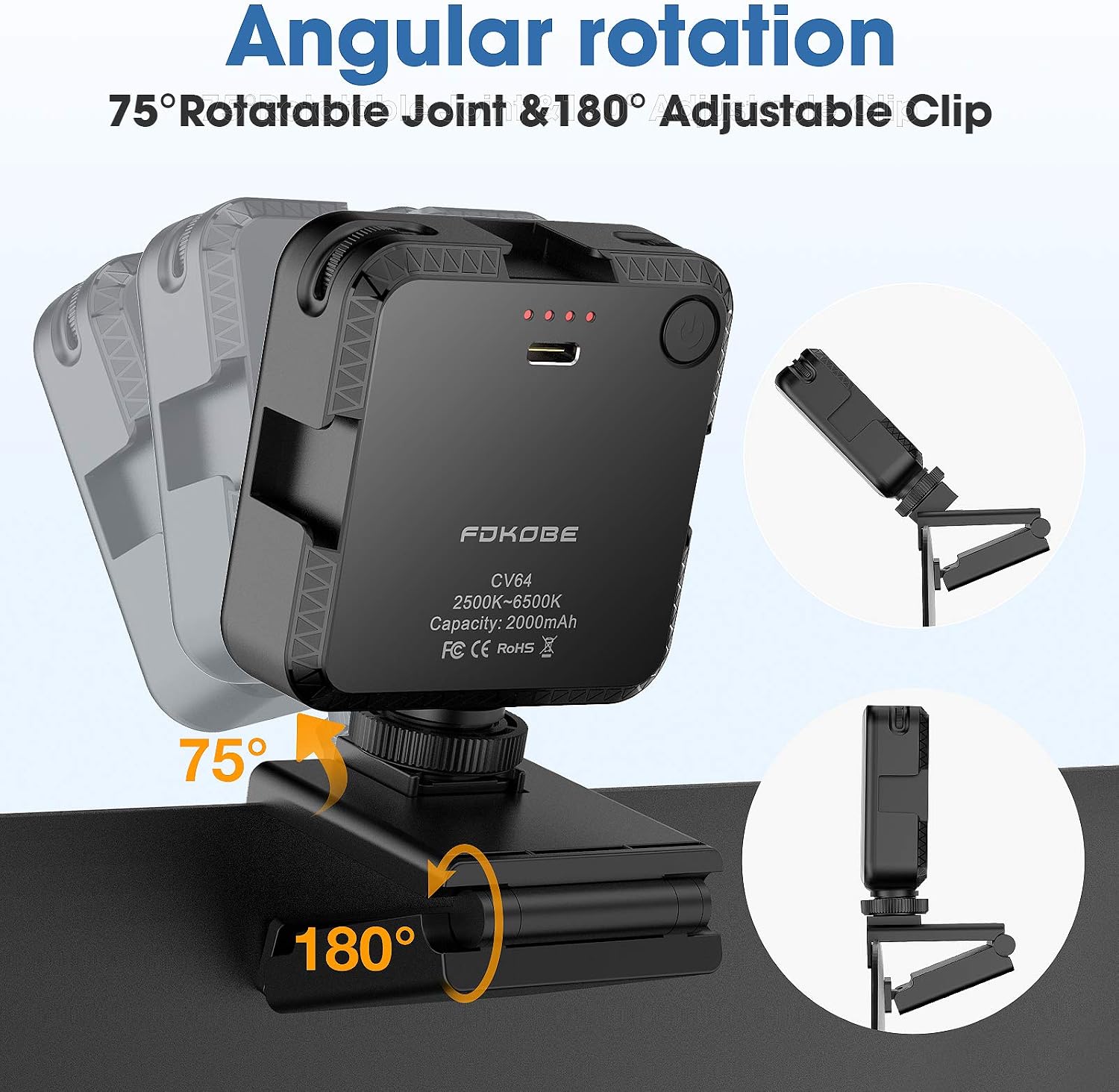 FDKOBE Video Conference Lighting Kit with Tripod and Webcam Style Mount for Laptop/Computer, Webcam Lighting for Remote Working, Zoom Calls, Zoom Lighting, Live Streaming, for Mac (64)