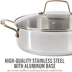 Martha Stewart Castelle 10 Pièces en acier inoxydable 18/8 pour induction et produits de cuisine non toxiques, poignées d'or, lave-vaisselle sans danger