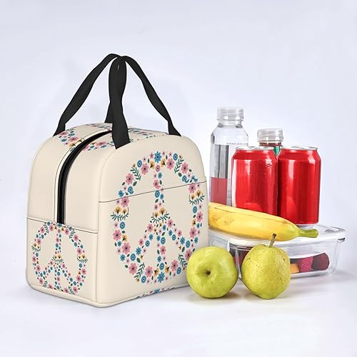 Miniatura 4 de Bolsa de almuerzo aislada reutilizable con símbolo de la paz para mujeres y hombres, impermeable, lonchera térmica para el trabajo, oficina, viajes,