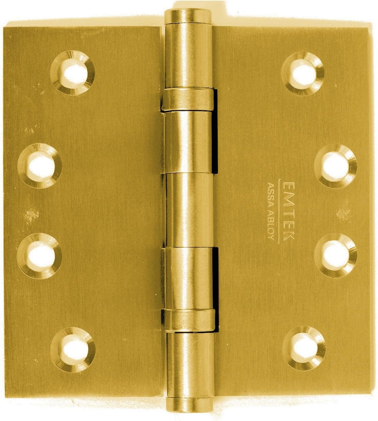 Emtek 96414 4" x 4" Solid Brass Square Corner Ball Bearing Mortise Hinge - Pair, Satin Brass