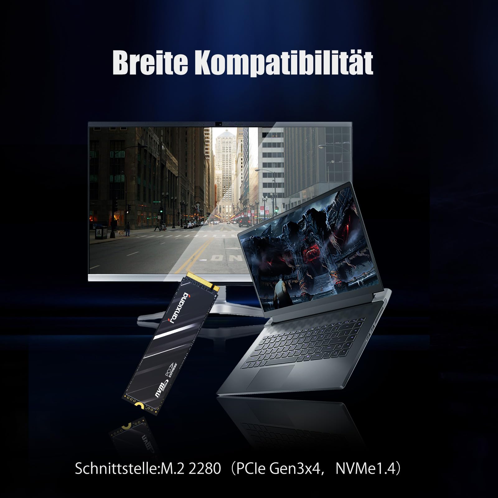 fanxiang 512GB NVMe SSD, M.2 SSD PCIe Gen3 QLC Gaming Solid State Laufwerk mit SLC Cache, 3000MB/s Lesen, Interne SSD Festplatte für PC Laptop Datenübertragung S501Q