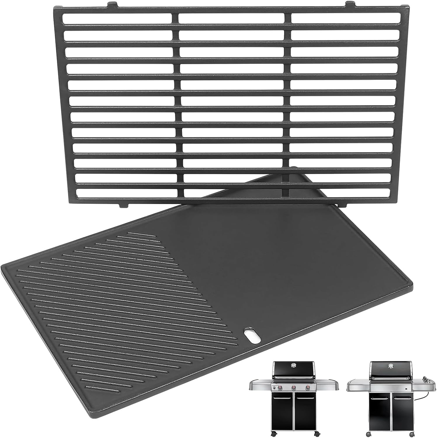 GFTIME Plaque de gril en fonte de 49,5 cm et grille de gril pour Weber Genesis E-310/320/330, S-310/320/330, EP-310/320/330, CEP-310/320/330 Barbecue à gaz (2007-2016), pièce de rechange pour Weber