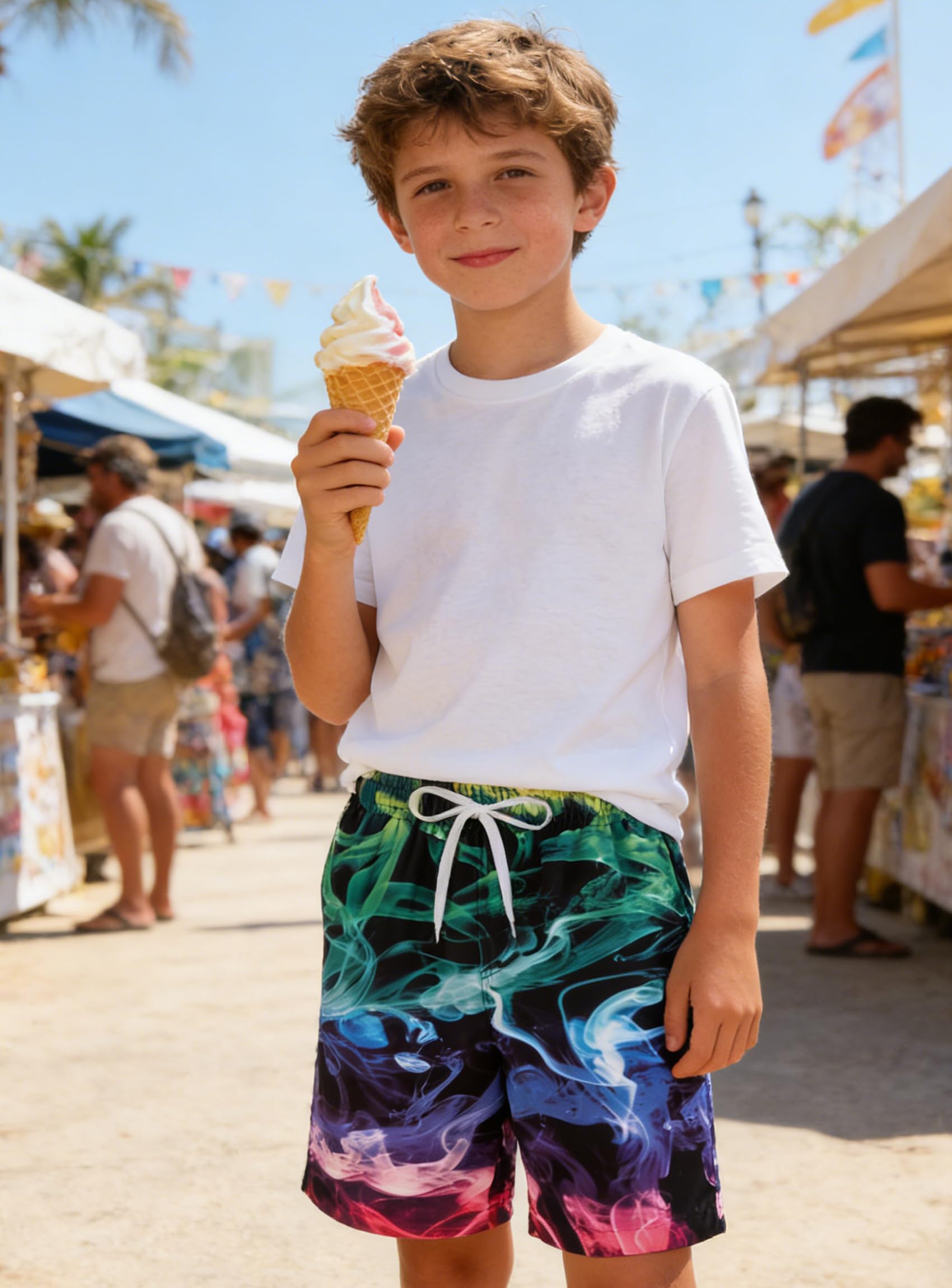 kids4ever Badehose Jungen Lustig 3D Druck Schnelltrocknend Badeshorts Kinder Sommer Strand Boardshorts Schwimmhose 6-14 Jahre