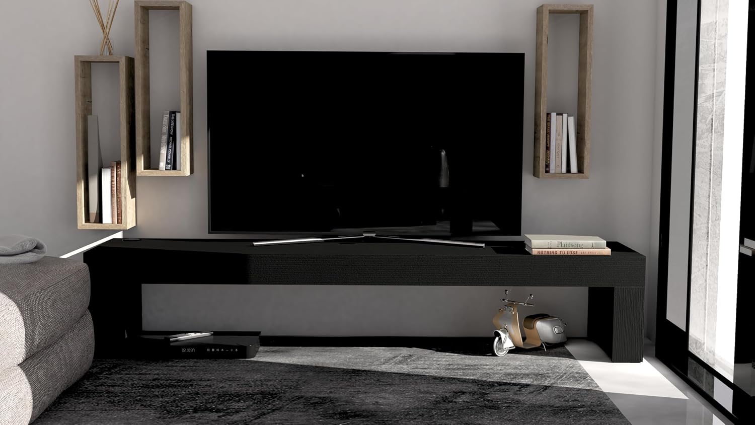 Mobili Fiver, Evolution TV Stand 70.8x15.7 in, Ashwood White, Made in Italy