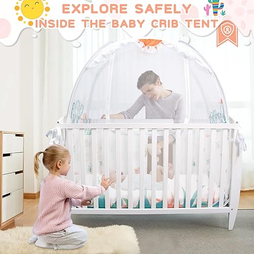 Miniatura 4 de South to East Tienda de campaña para cuna red de seguridad para cuna para bebés para evitar que el bebé salga, red de cuna de malla suave blanca,