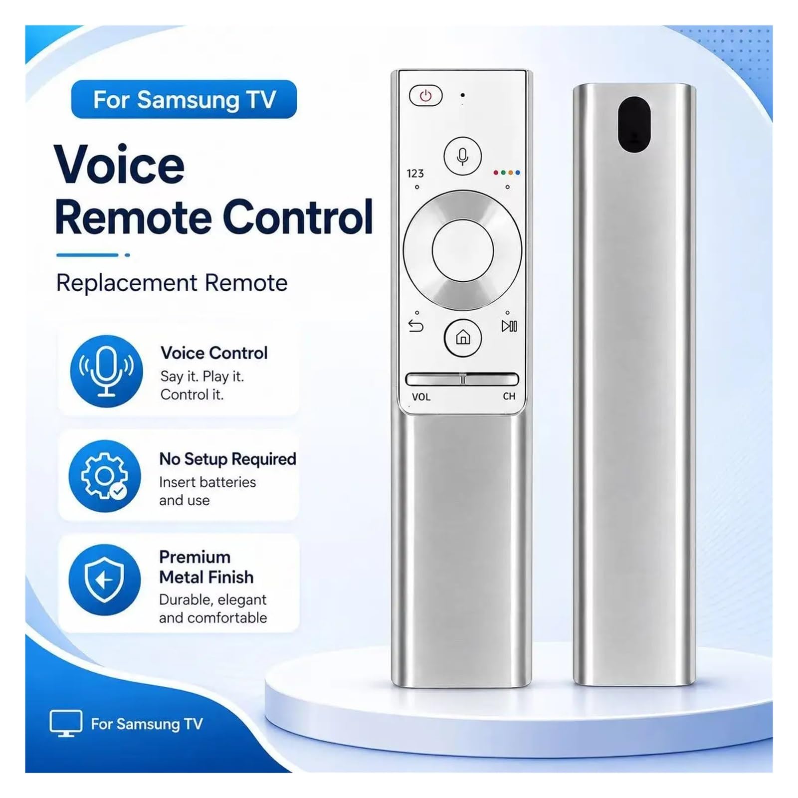 1 Uds. Control Remoto de TV de Metal FAZV por Voz