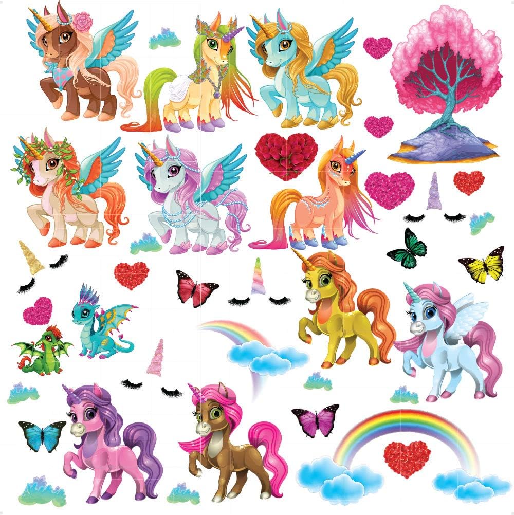 StickersMagic Unicorn Rainbow Wall Stickers for Girls Bedroom Decoration Girl Room Accessories Childrens Baby Nursery Decor Kids Art Cute Decals Sticker USV-017