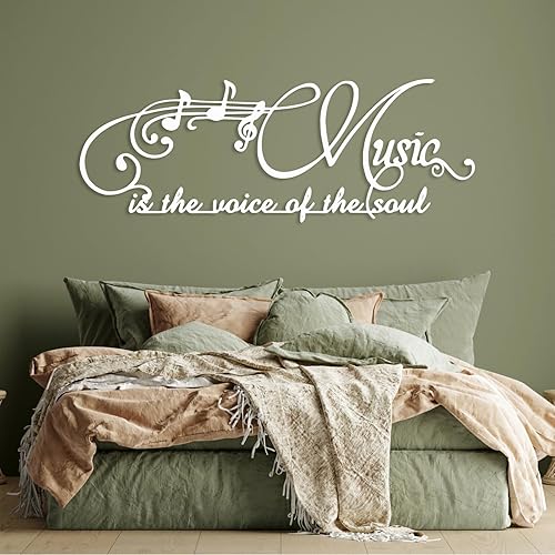 Vista 7 de OSTCAL Arte musical de pared de metal, decoración musical de pared, notas musicales, arte de pared de palabras, decoración de palabras de metal