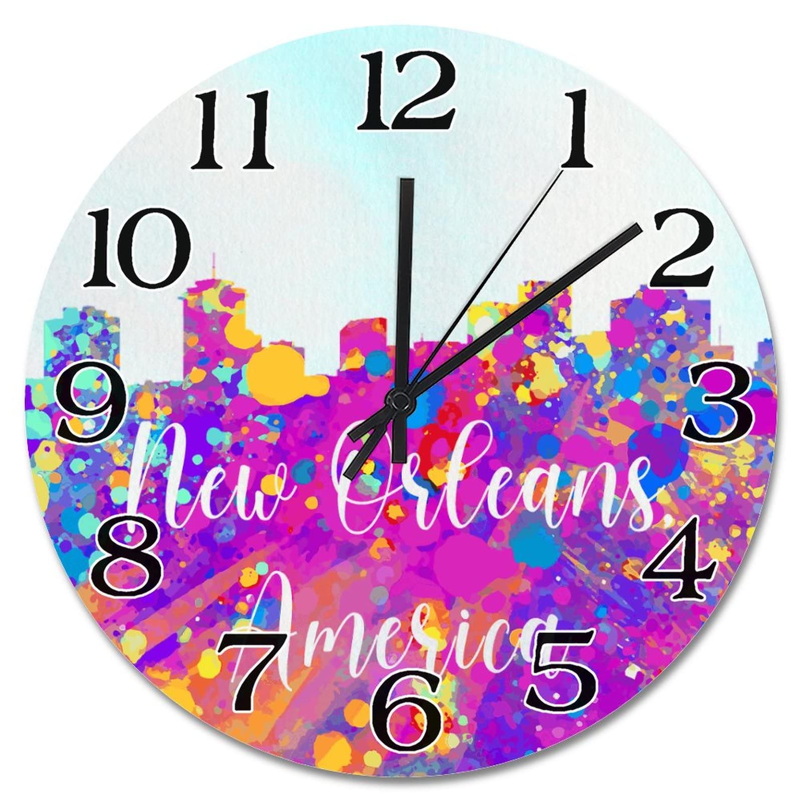 Horloge murale multicolore grand format pour cuisine et bureau