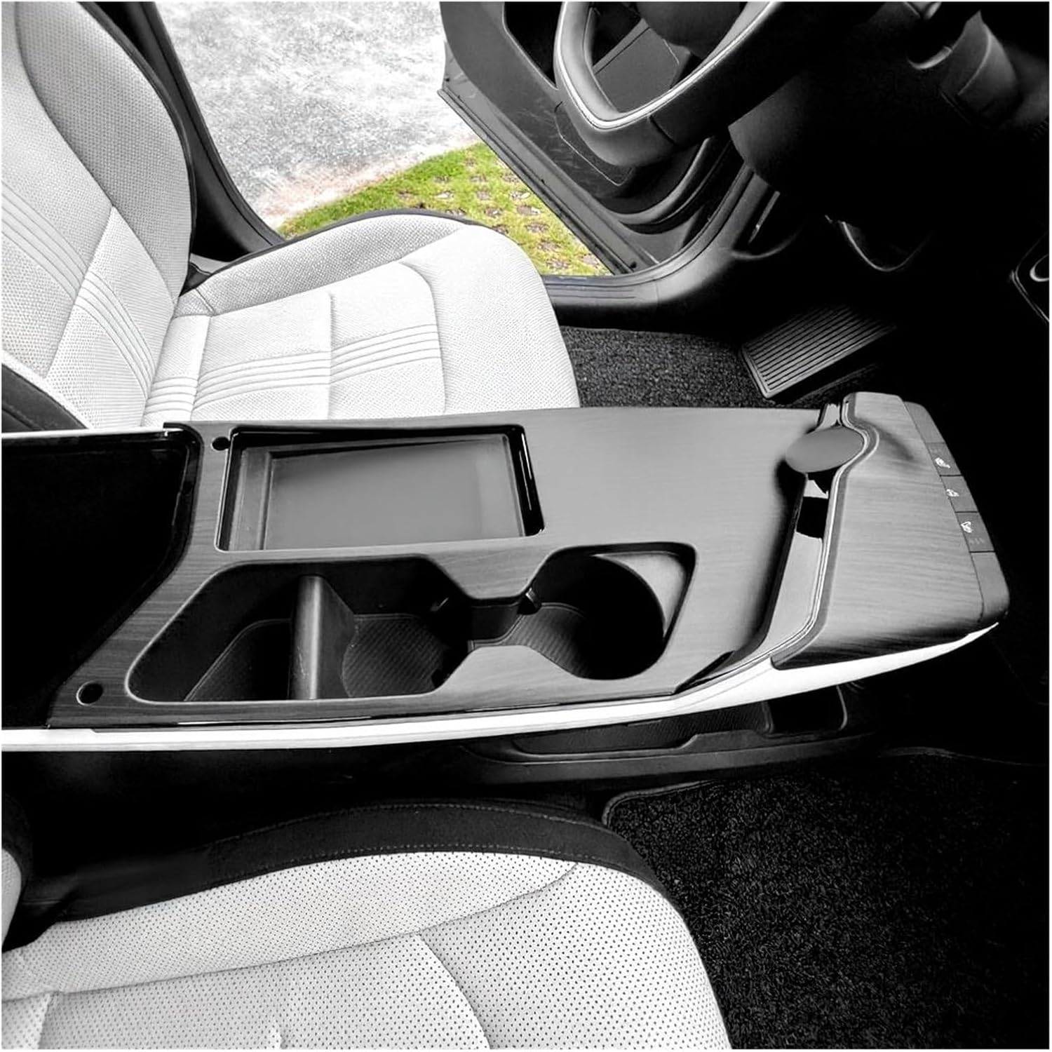 Matte Wood Style Center Console Gear Panel Sticker Inner Door Bowl Cover Trim Compatible for Kia EV6 2022-2024 Car Interior Accessories