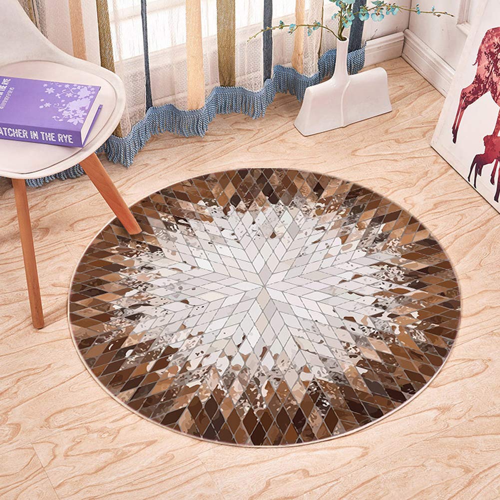 GUOCU Ronde Tapis,Indoor Tapis Moelleux de Salon,Chambre Motif Géométrique de Moquette Anti-Glissant Carpette Abstrait Rayures Tapis Lavable,Tapis de Sofa/Chaise,Tapis de Chien Coussin A 180CM