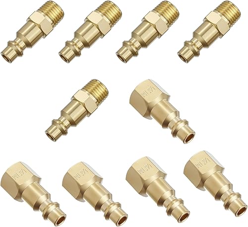 Miniatura 11 de 1/4 accesorios de conexión rápida, acoplamiento de aire industrial 10 piezas, acoplador de aire de conexión rápida de flujo básico de 1/4", 10
