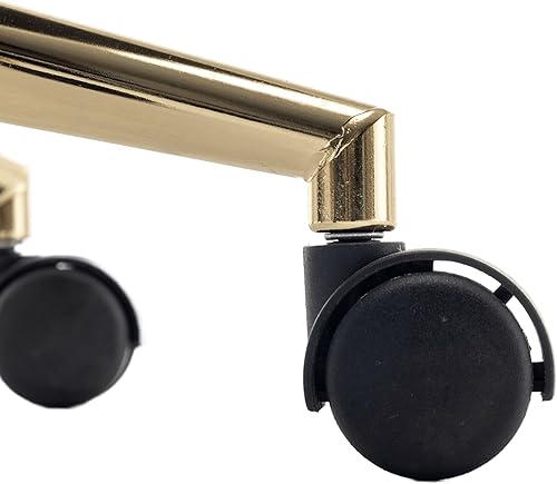 Miniatura 7 de BTEXPERT Silla de oficina en casa con base dorada de piel sintética blanca, ajustable, tapizado de uñas dorado, tapicería, dormitorio, estudio,