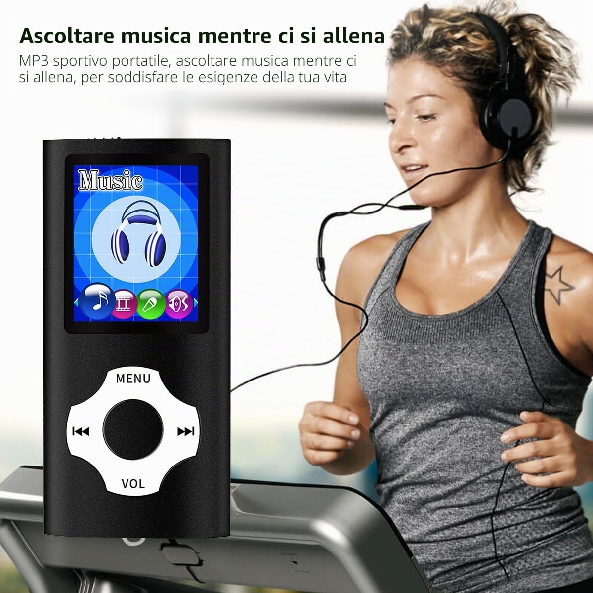 Mymahdi – Digital, Compatto e Portatile Lettore MP3/MP4 (Max Support 64 G) con Photo Viewer, E-Book Reader e Radio FM Registratore Vocale e Video in Nero