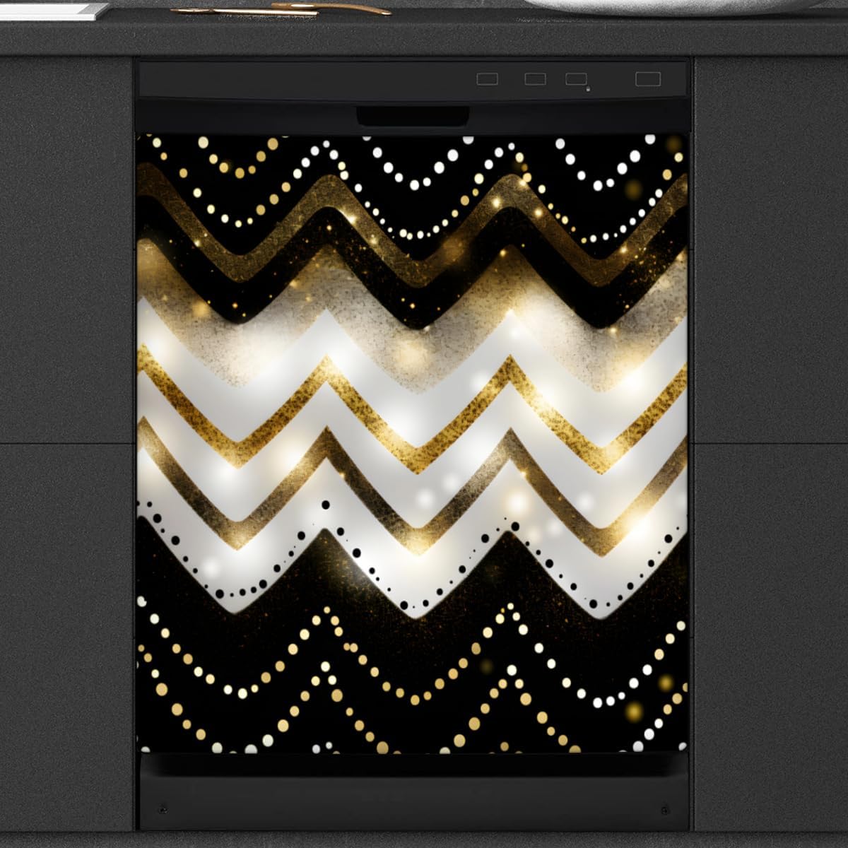 Abstract Art Golden Spots Dishwasher Magnet Cover Reusable Decorative Magnetic Door Cover Dishwasher Covers for The Front Magnetic Kitchen Refrigerator Appliance Decor 23 x 26 Inches