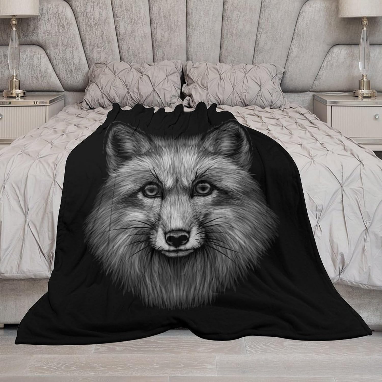 ヴィンテージフォックスヘッド ソファブランケット暖かい毛布を投げますソファブランケット装飾ホームィスホテ用