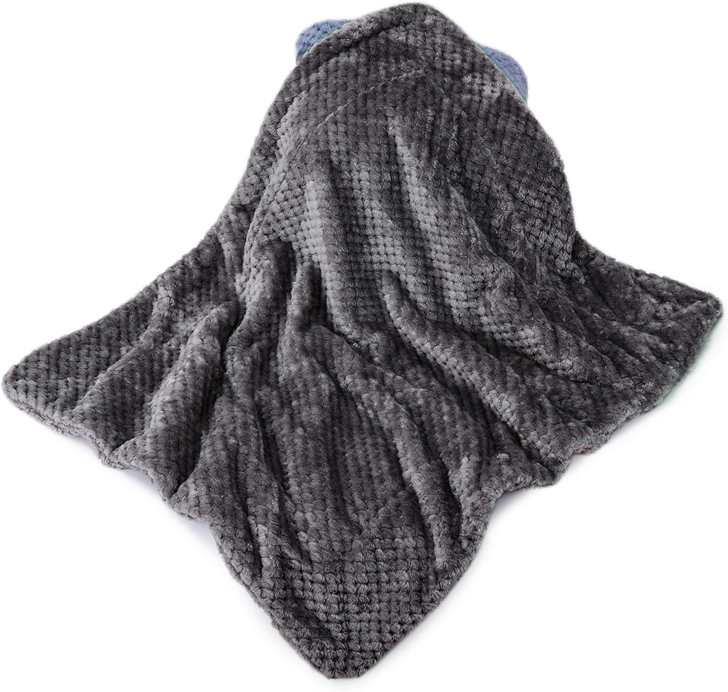 Fuzzy Sherpa Reversible Blanket for Baby, Soft Warm Cozy Coral Fleece Toddler, Infant or Newborn Reversible Blanket for Crib, Stroller, Travel, 40”×60”, Dark Grey