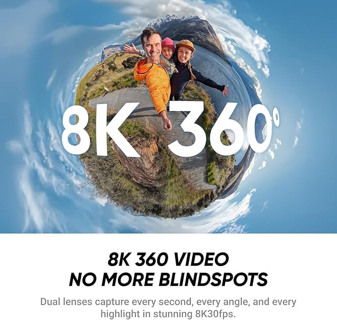 Insta360 X4 Air Essentials Bundle | Lightest 8K 360 Waterproof Action Camera for Epic Adventures, Replaceable Lenses| Bundle Includes Extra Battery, Invisible Selfie Stick, Lens Cap(256GB) miniatura 3