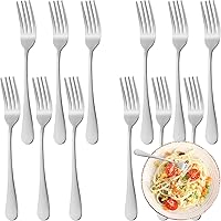WISKEMA 12-Piece Stainless Steel Dinner Forks Set, 7.3 Inch Mirror Polished, Food-Grade Silverware, Dishwasher Safe for Home, Kitchen, Restaurant