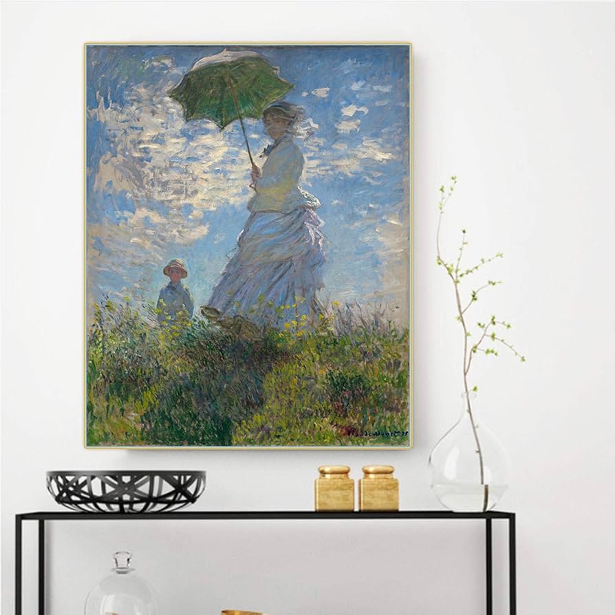 クロードモネ 絵画 油絵 額縁 モネ婦人と息子 モネ「日傘の女性