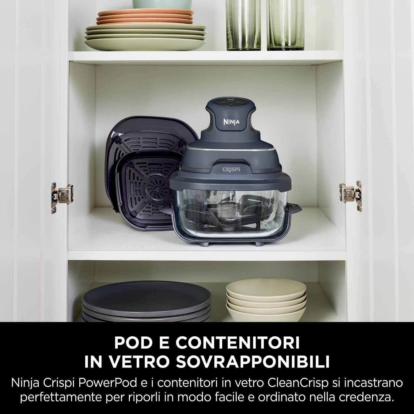 Ninja CRISPi, Contenitore in vetro resistente al calore TempWare, con coperchio, ciotola per friggitrice ad aria resistente al calore, 3,8 L, senza BPA, ideale da portare con sé, XSKLIDPLTEUUK