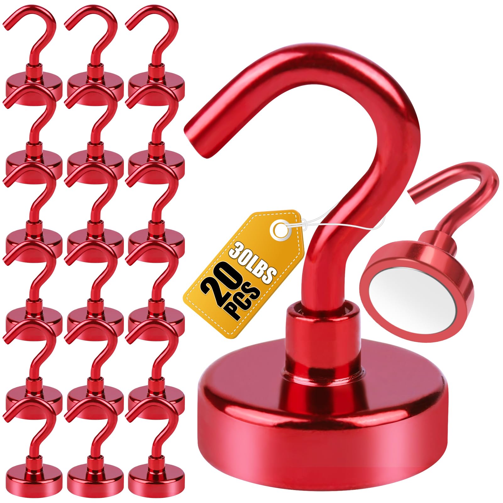 DIYMAG Magnetic Hooks 20pcs 30lbs Cruise Essentials 2026 Magnet Hook Red
