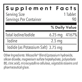 ARG Optimox Iodoral 6.25 mg - Iodine & Potassium Iodide Supplement for Thyroid & Metabolic Balance Support - Free of Soy & Gluten - 90 Servings - 90 Tablets