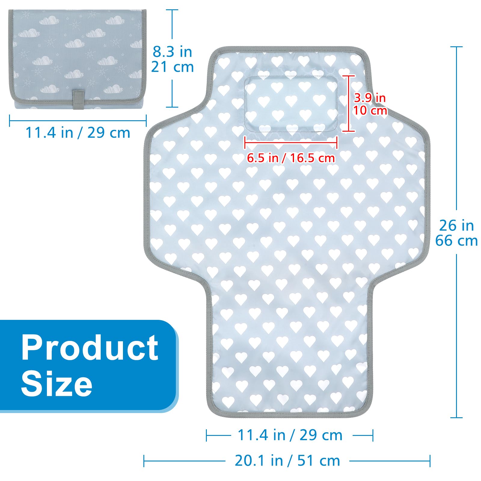 Accmor Cambiador de pañales portátil, impermeable, cambiador de pañales de viaje plegable para bebé, regalos esenciales para baby shower