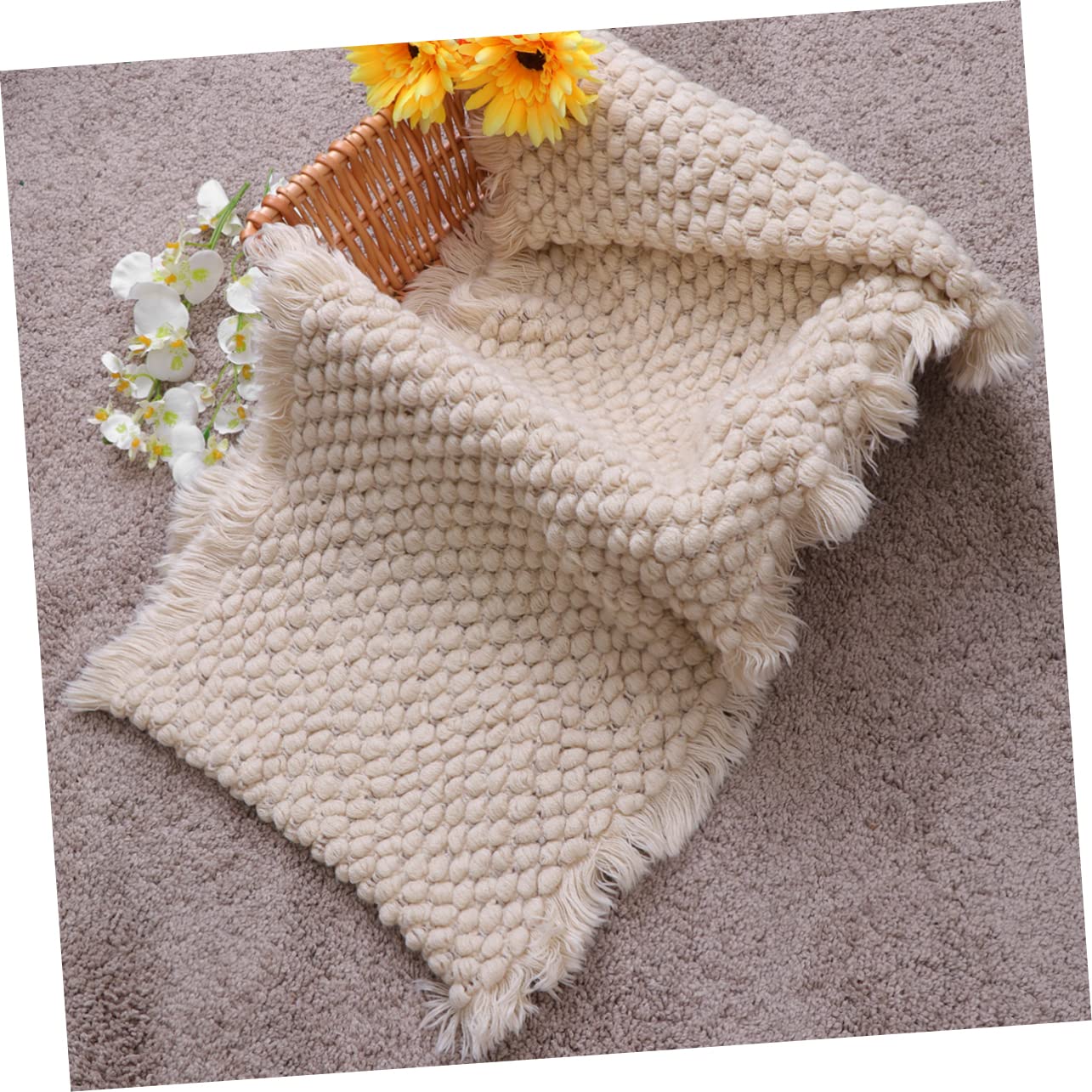 VICASKY 2piezas De Algodón Tejida para Fotografía De Bebés Diseño De Piña para Dormir Accesorios para Recién Nacidos Beige