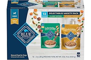 Blue Buffalo Delectables Natural Wet Dog Food Topper Variety Pack, Lamb & Turkey Dog Food