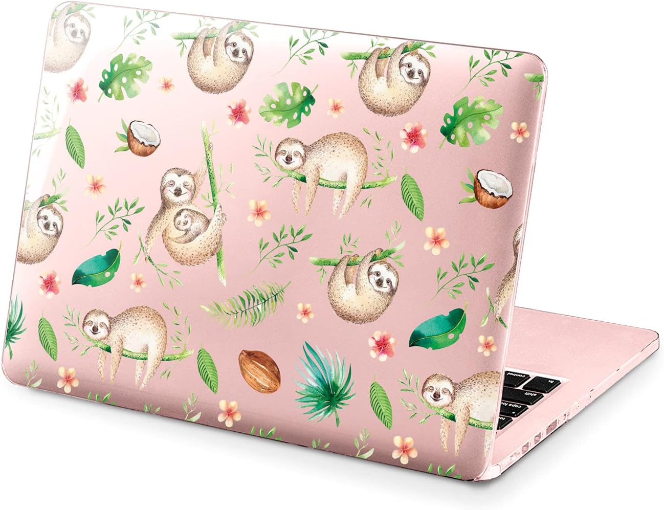 Hard Case Compatible for MacBook Pro 16 14 M3 M2 2023 M1 Pro 13 2022 Air 13 2021 Retina 2020 Mac 11 12 Funny Flowers Leaves Coconut Protective Sloth Print Cute Cover Design Laptop Tropical