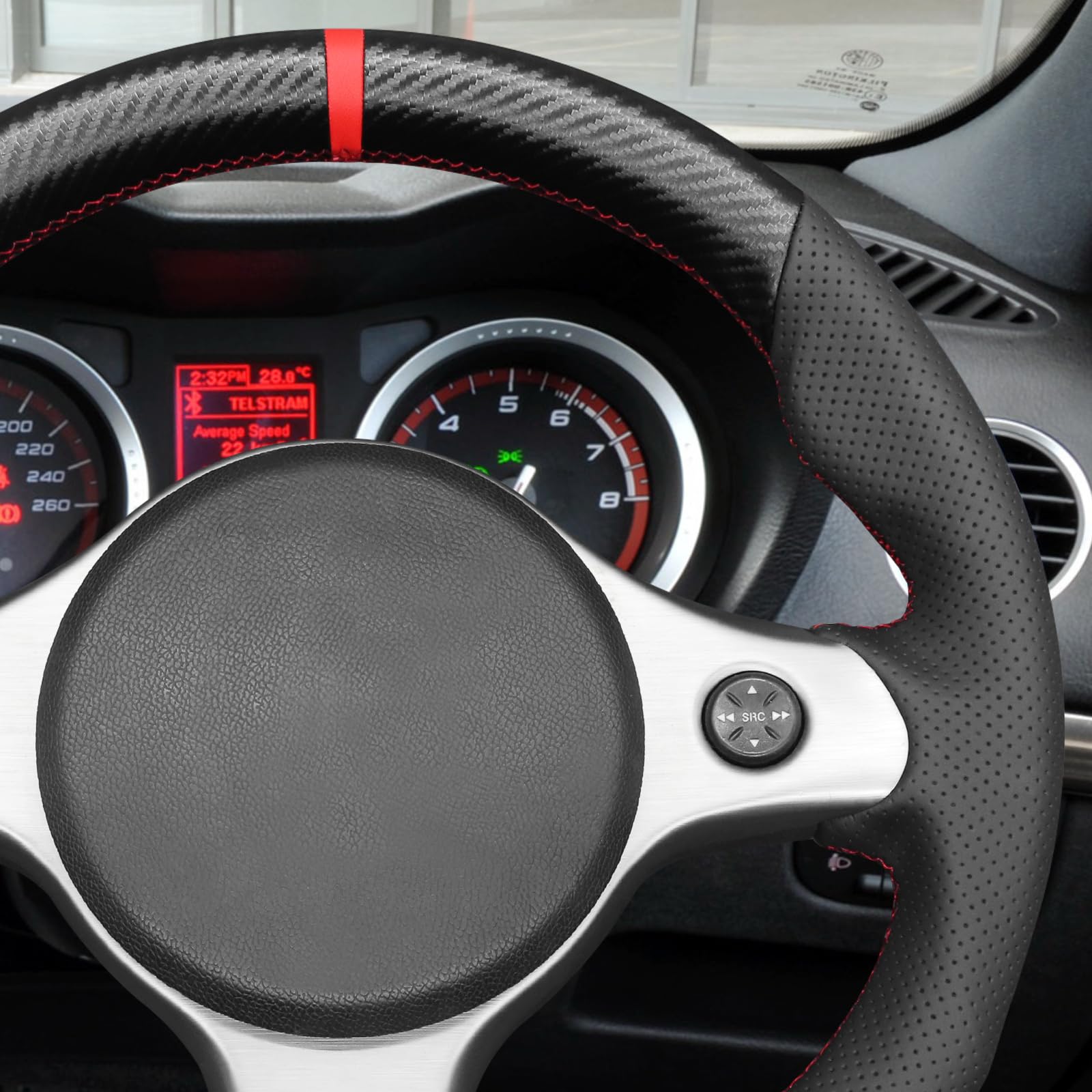 MEWANT Niestandardowa osłona kierownicy do szycia Alfa Romeo | Ręcznie szyta kierownica samochodowa/Alfa Romeo 159 TI Brera 2006-2011 Akcesoria/Alfa Oddychająca Do Ogrzewanych Kierownic