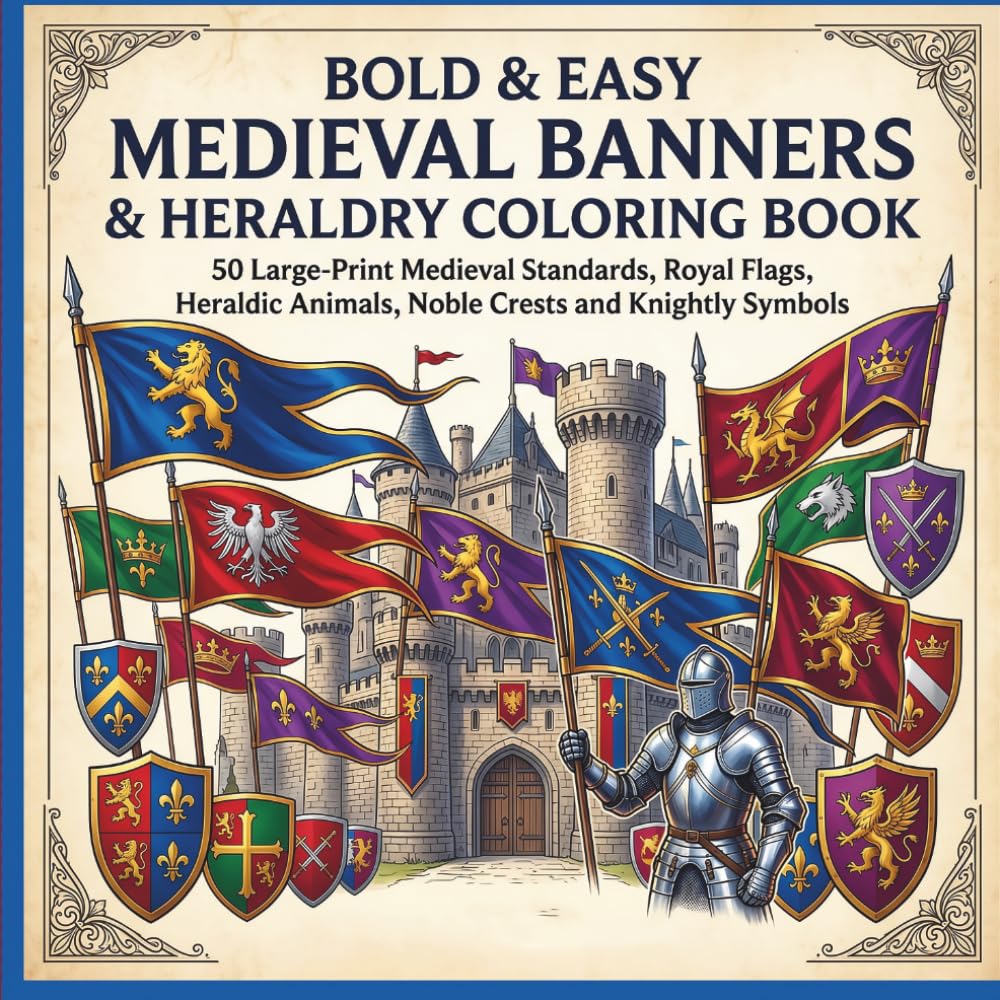Bold & Easy Medieval Banners & Heraldry Coloring Book