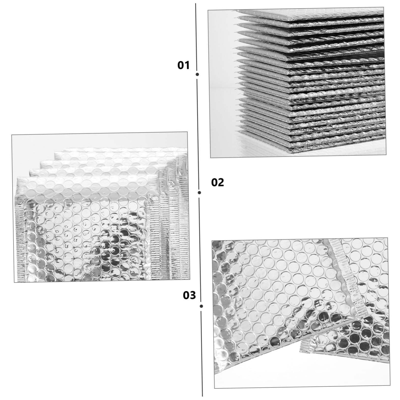100 Buste Imbottite a Bolle Argento in Materiale Sintetico Auto Sigillatura e Etichettatura, Perfette per Spedizioni di Gioielli e Ciglia a Casa o Negozi