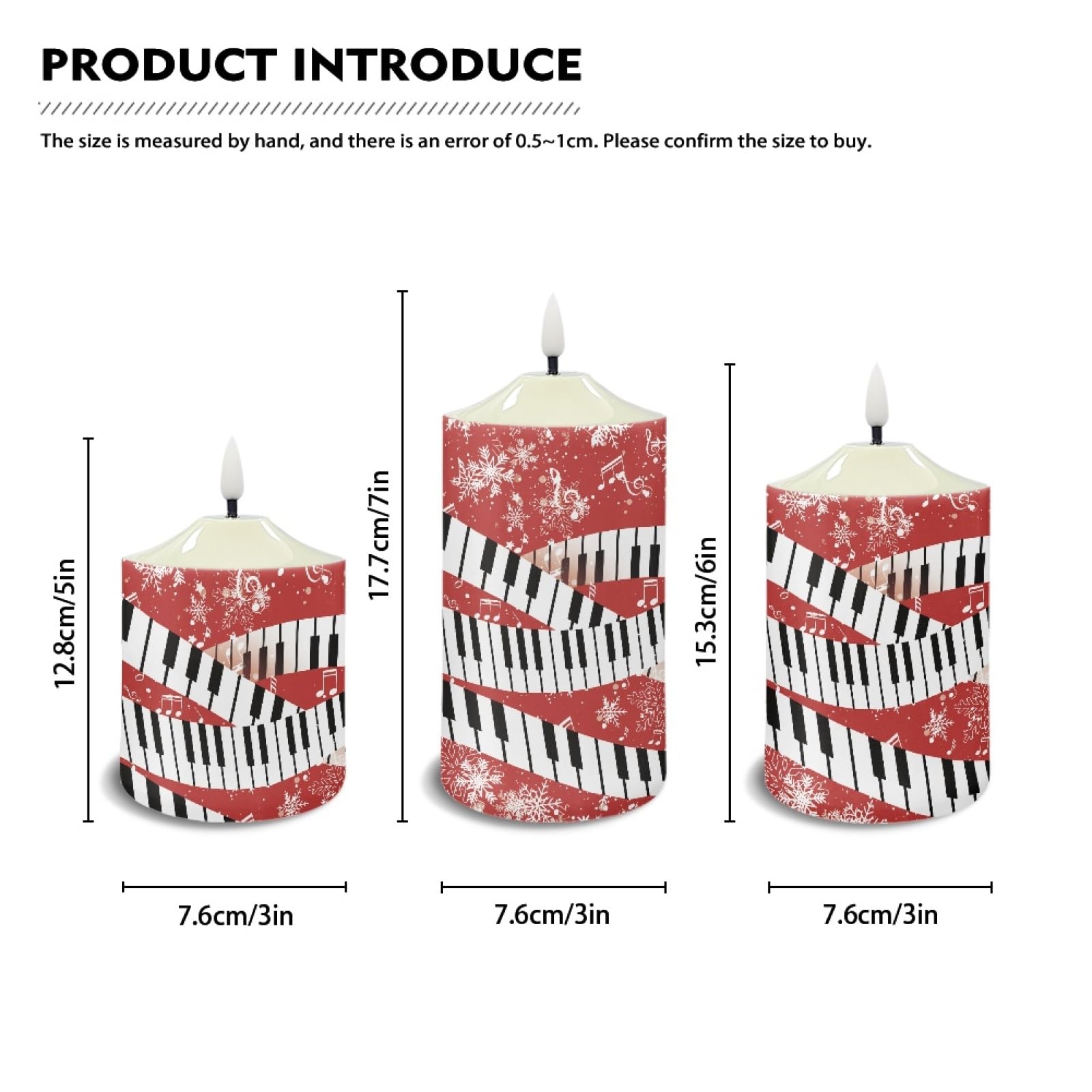 Pianoforte Musica Fiocco di Neve Stampa Led Candela con Telecomando Led Votive Tealight Candele Alla Moda Senza Fiamma Flickering Candela Home Decor
