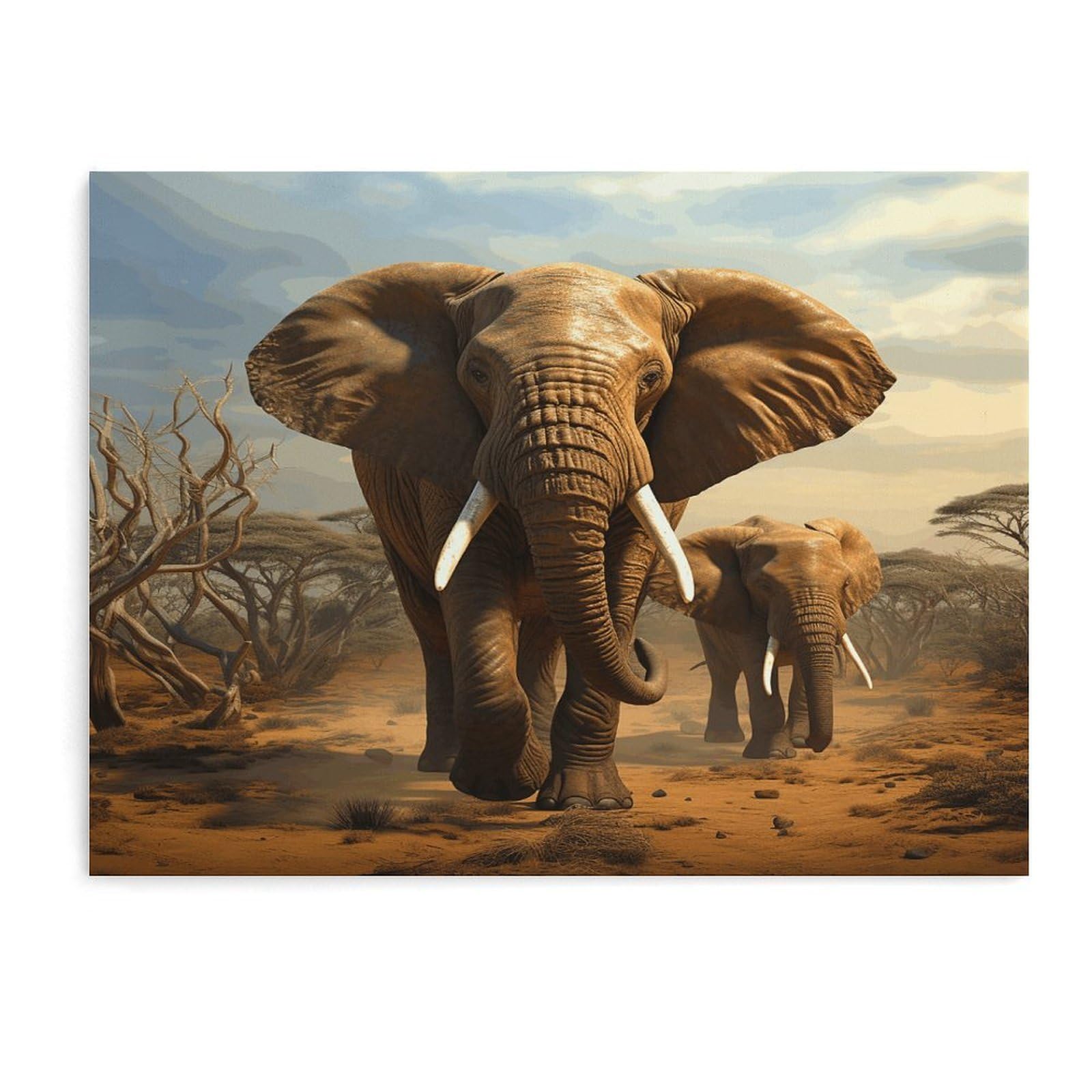 Fodpand Unframe-Style Elephant Animals Bathroom Wall Art Canvas Prints, Artwork For Walls For Living Room Hallway Stair Office Wall Decor, Pictures Home Decor 15.7X11.8 Inch