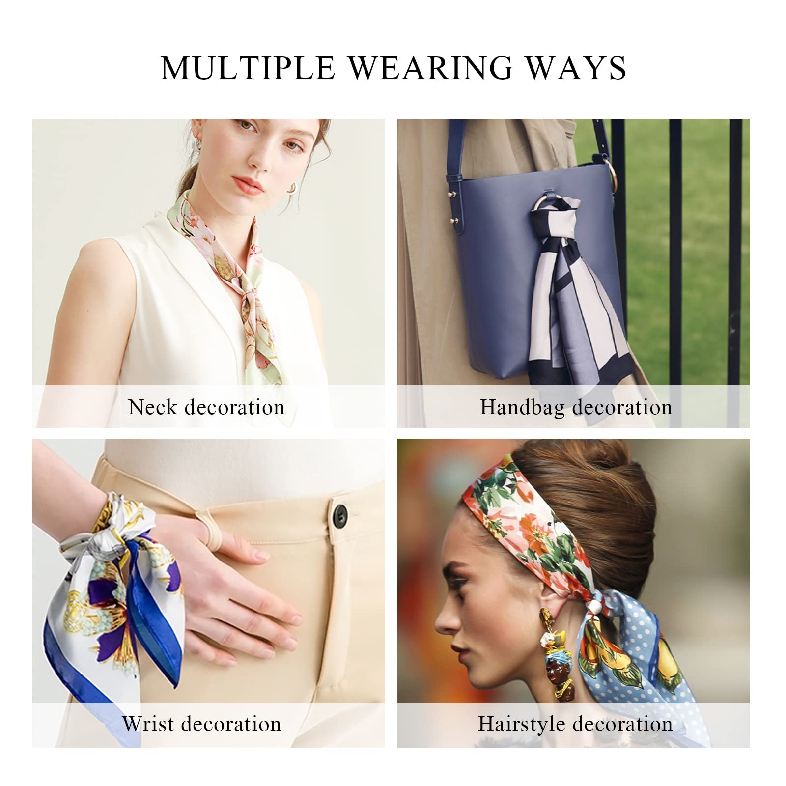 ALANIZ Bufandas de mujer, bufandas de seda, bufandas cuadradas for mujer, lindos pañuelos con estampado de leopardo y osos, suaves y livianos, pañuelo for el cuello, decoración, banda for el cabello