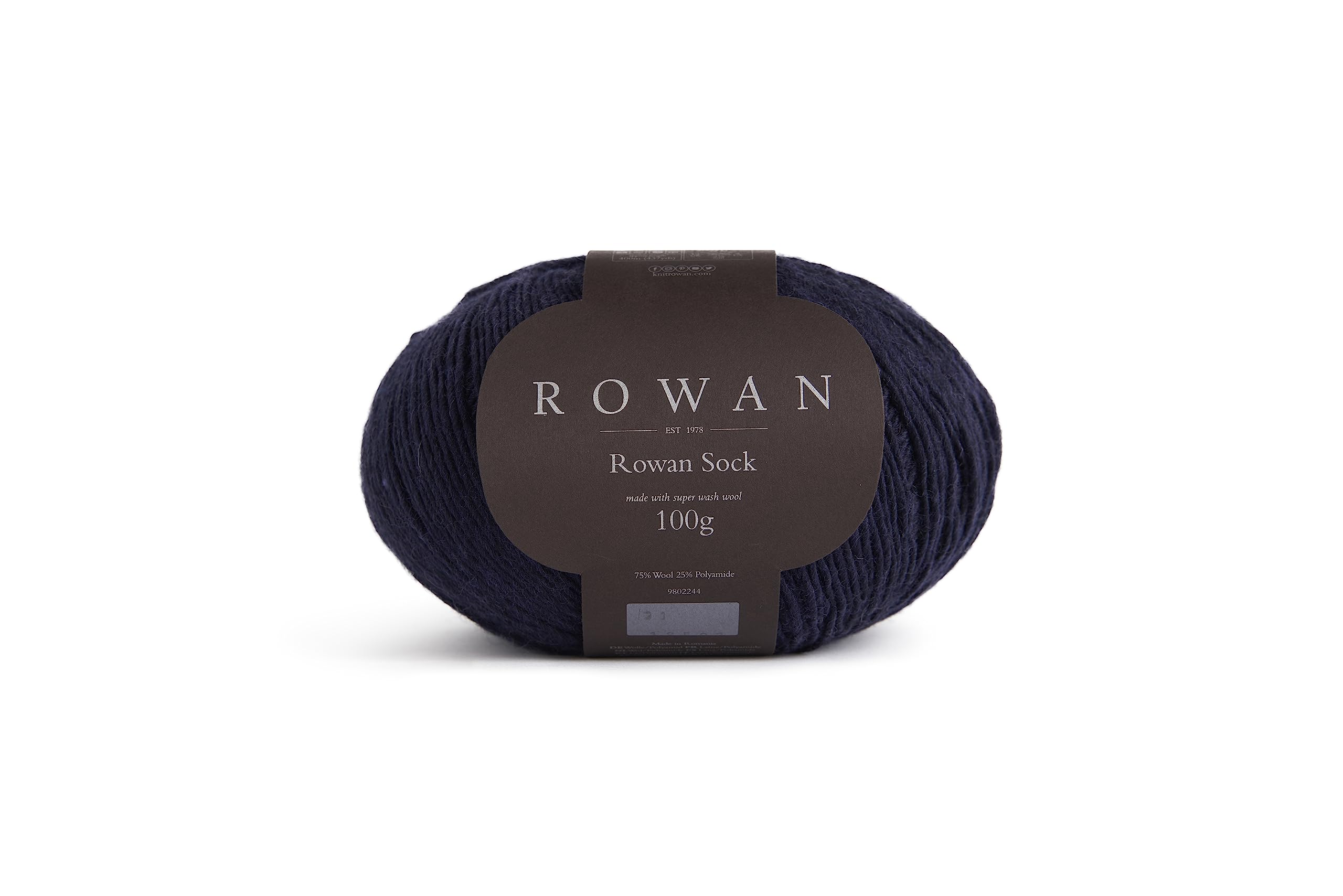 Rowan Rowan Sock Wool Navy 100% Wool Yarn - 100g