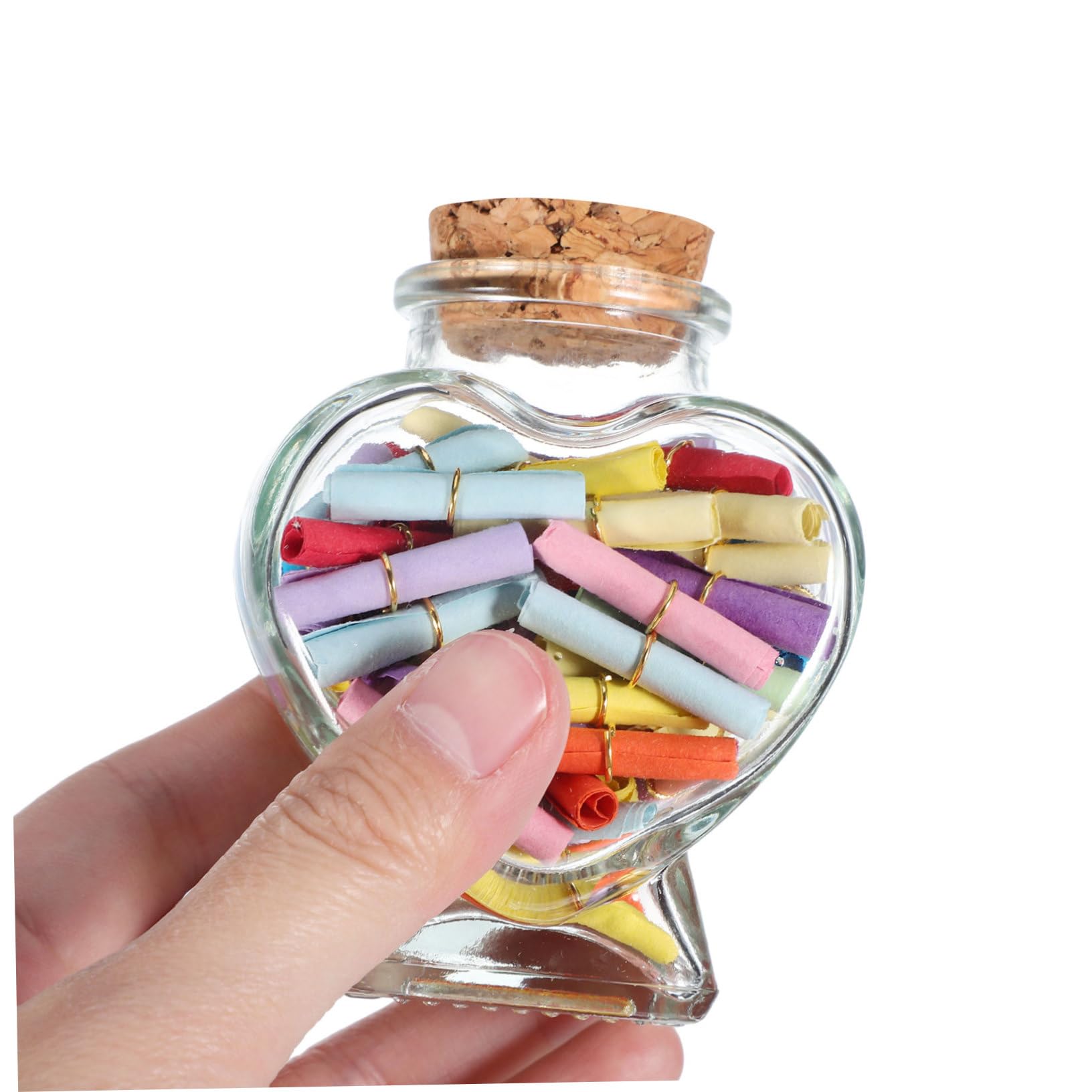 Zerodeko 8 Pezzi Mini Bottiglie in Vetro Forma di Cuore Tappo in Sughero Barattoli Trasparenti Decorativi per Caramelle Messaggi e Progetti Fai da Te