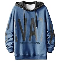 Moshtashio Felpa Uomo con Cappuccio Abbigliamento Felpe Stampa di Lettere Hoodie Sweatshirt Pullover Tops Autunno Inverno Moda(Blu,L)