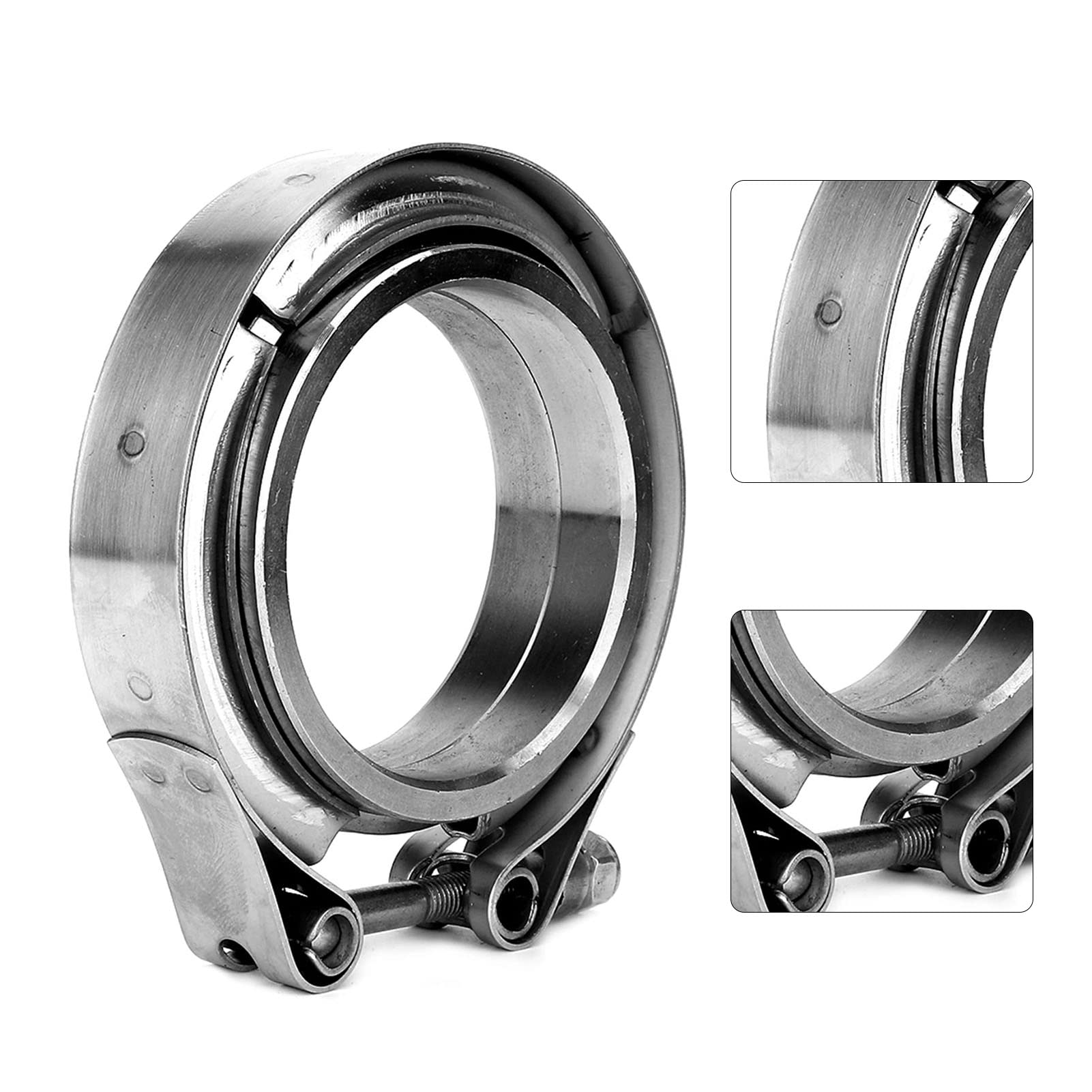 Vband 2.5 Inch - Morsetto A V Da 2,5 Pollici, Tubo Di Scarico Turbo In Acciaio Inossidabile 304 Con Kit Flangia 2 Pezzi
