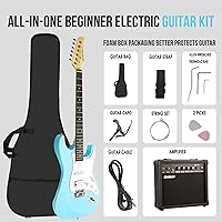 Vista 2 de Soulmate - Kit de guitarra eléctrica de 39 pulgadas, tamaño completo, cuerpo sólido, kit para principiantes HSS, guitarra eléctrica de iniciación