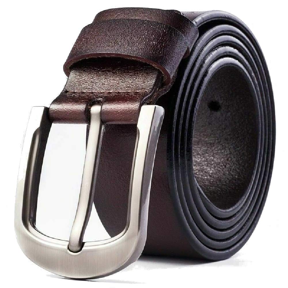 Kertz Leather Men's Brown Leather Belt 100% Full Grain Genuine Thick Leather With Anti-Scratch Pin Buckle Great For Jeans, Casual, Formal, Work Wear