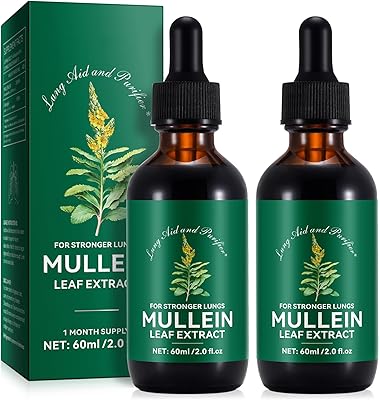 AMENQ HHEALTH Mullein Drops For Lungs, Lung Detox & Cleanse For Smoker, Organic Mullein Leaf Extract For Lungs W. Elderberry, Ginger, Mullein Tincture Alcohol Free For Respiratory Lung Health 2 FL/OZ In